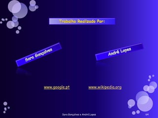www.google.pt                 www.wikipedia.org




         Sara Gonçalves e André Lopes             64
 