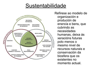 Consumo responsable É un concepto defendido por organizacións ecolóxicas, sociais e políticas que consideran que os seres humanos farían ben en cambiar os seus hábitos de consumo axustándoos ás súas necesidades reais e optando no mercado por opcións  que favorezan a conservación do medio ambiente e a igualdade social. 