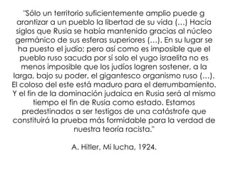 A Alemaña nazi era un Estado dictatorial porque todos os poderes estaban concentrados en Hitler. Só había un partido único, o Partido Nazi, e todos os demais estaban prohibidos ademáis dos sindicatos. Hitler era o Führer, considerado un mesías que ía salvar ao pobo da mala situación que se estaba vivindo naquela época, él sempre tiña a razón e debían confiar cegamente en él. Estaba en contra da democracia porque pensaba que, se os homes non son todos iguais, os votos non son todos iguais. Tamén era un estado antisocialista. 