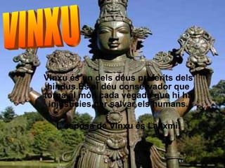 Vinxu és un dels déus preferits dels hindus.És el déu conservador que torna al món cada vegada que hi ha injustícies,per salvar els humans. L’esposa de Vinxu és Lakxmi. VINXU 