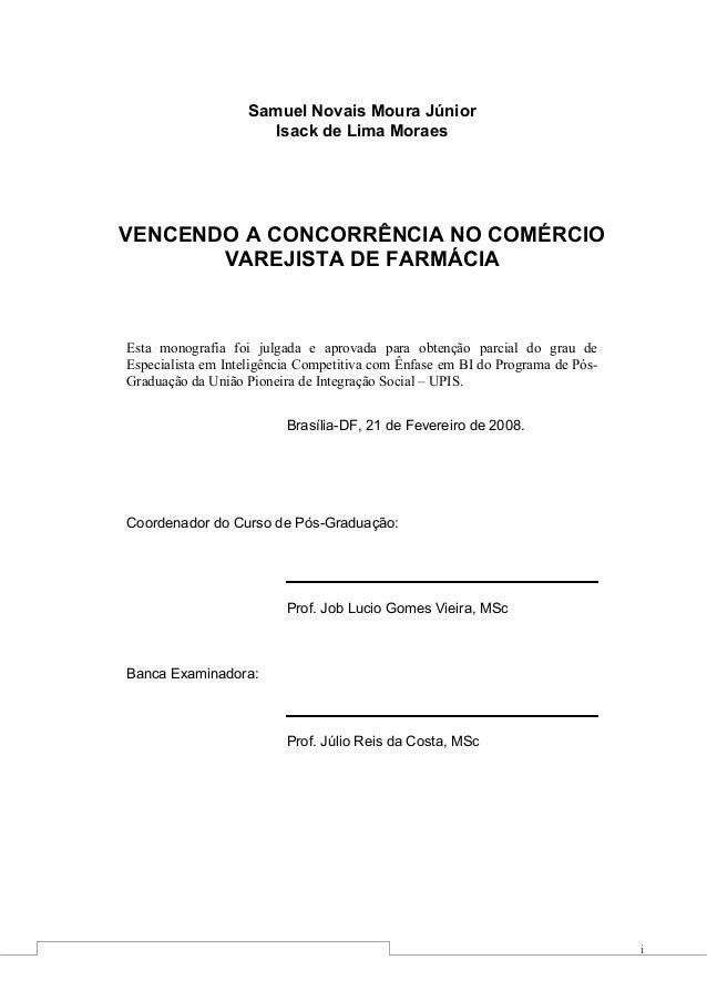 VENCENDO A CONCORRÊNCIA NO COMÉRCIO VAREJISTA DE FARMÁCIA