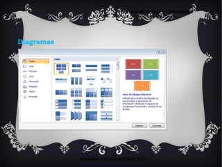 Diagramas
Versión: Microsoft Word 2007
Personalización y Utilidades
 
