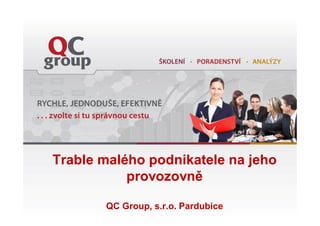Trable malého podnikatele na jeho
provozovně
QC Group, s.r.o. Pardubice
 
