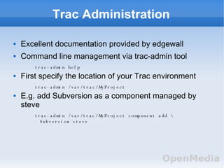 Trac  Project And Process Management For Developers And Sys Admins Presentation