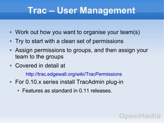 Trac  Project And Process Management For Developers And Sys Admins Presentation