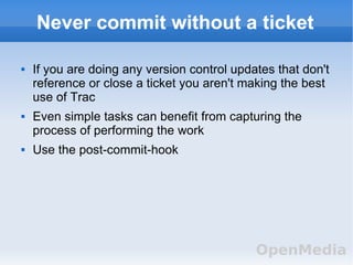 Trac  Project And Process Management For Developers And Sys Admins Presentation