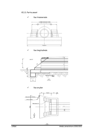 - 33 -
LPEGC Année universitaire 2010/2011
VI.1.3. Partie amont
 Vue transversale
 Vue longitudinale
 Vue en plan
 