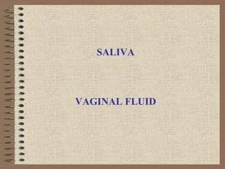 SALIVA
VAGINAL FLUID
 
