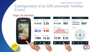 FÉDÉRATION FRANÇAISE DE CYCLOTOURISME
Configuration d’un GPS (exemple TwoNav
Cross)
Pages de données
 