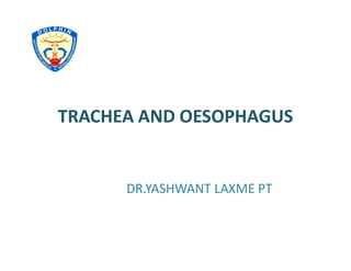 TRACHEA AND OESOPHAGUS
DR.YASHWANT LAXME PT
 