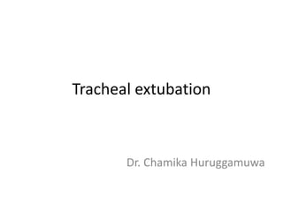 Tracheal extubation 
Dr. Chamika Huruggamuwa 
 