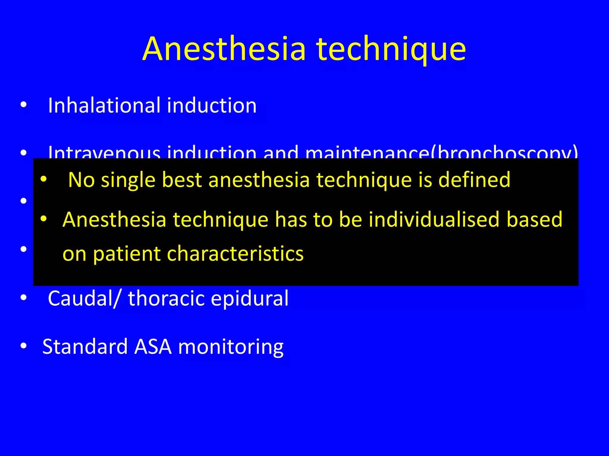 Anesthesia for Tracheoesophageal fistula PPT