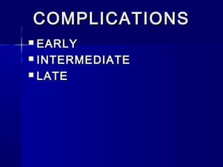COMPLICATIONSCOMPLICATIONS
 EARLYEARLY
 INTERMEDIATEINTERMEDIATE
 LATELATE
 