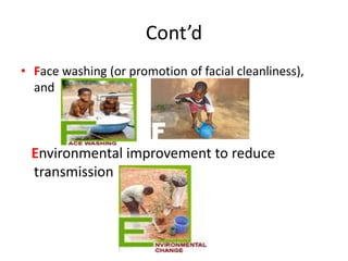 Cont’d
• Face washing (or promotion of facial cleanliness),
and

Environmental improvement to reduce
transmission

 
