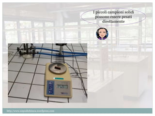 http:/www.unpodichimca.wordpress.com 
I piccoli campioni solidi 
possono essere pesati 
direttamente 
 