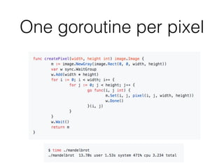 One goroutine per pixel
 