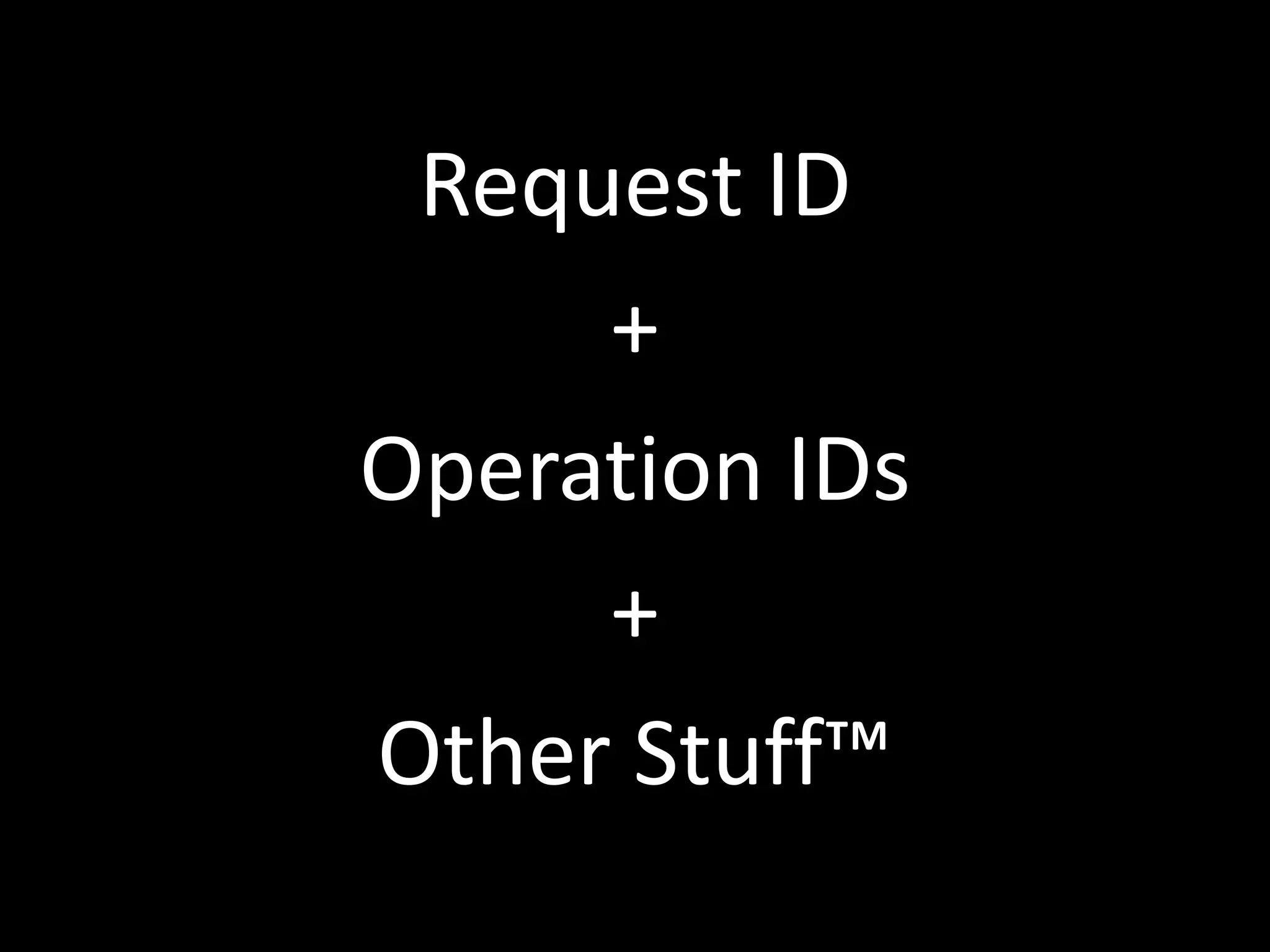 Request ID 
+ 
Operation IDs 
+ 
Other Stuff™ 
 