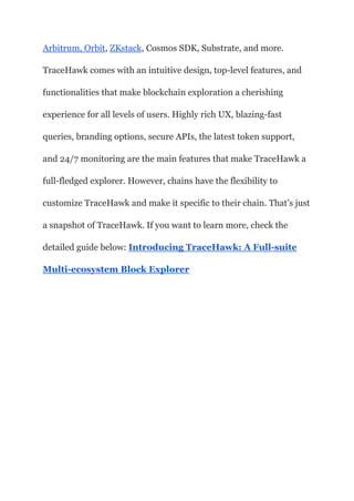 Tracing Polkadot Parachains with TraceHawk: The Next-Gen Block Explorer ...