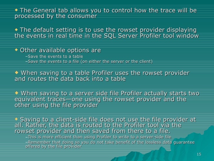 Tracing Sql Server 2005