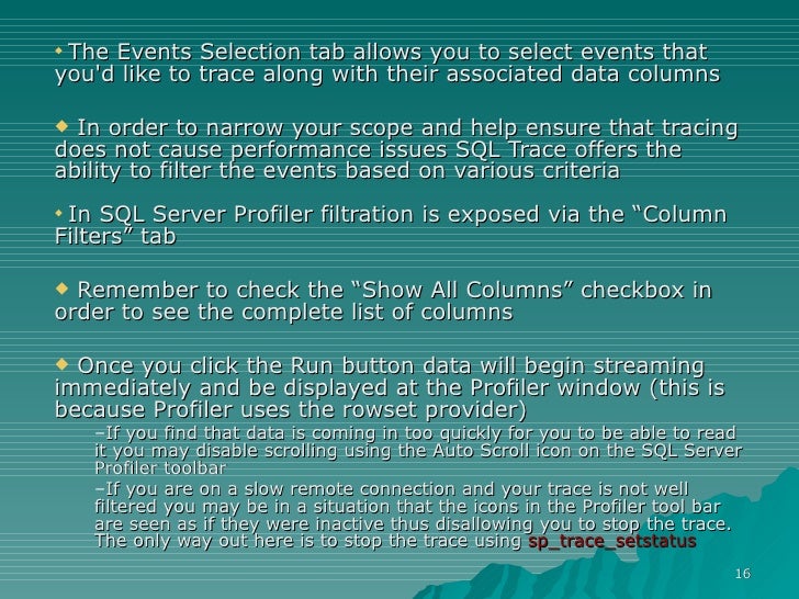 Tracing Sql Server 2005