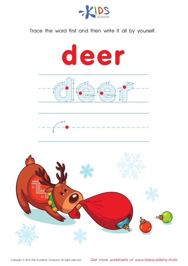 tracing words free worksheets