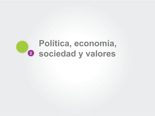 Política, economía, sociedad y valores 
2  