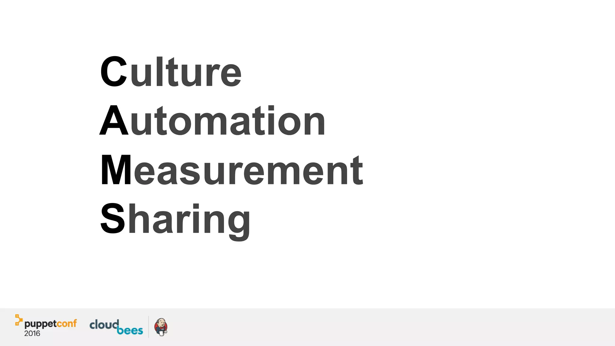 Culture
Automation
Measurement
Sharing
 