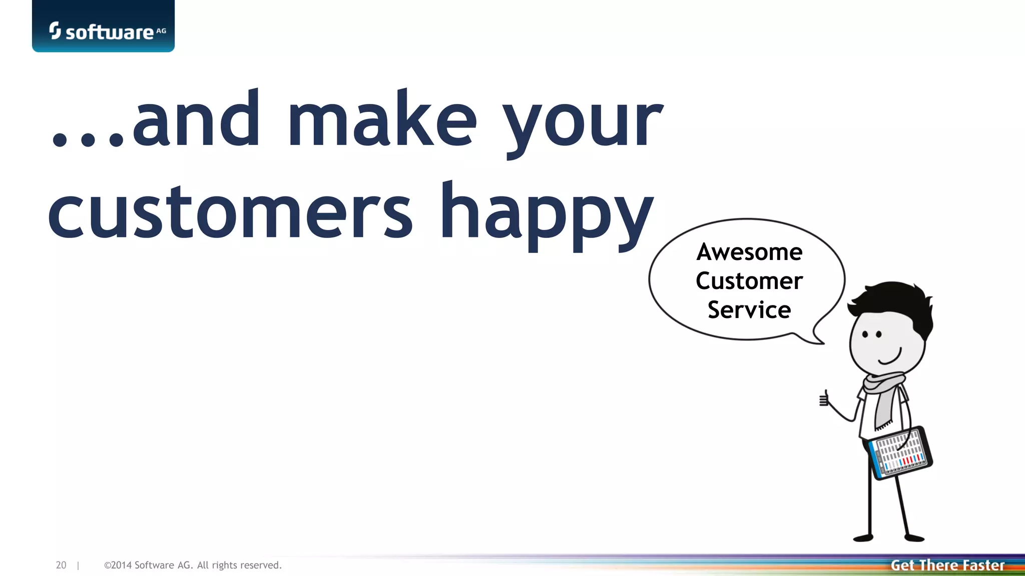 ©2014 Software AG. All rights reserved.20 |
...and make your
customers happy Awesome
Customer
Service
 