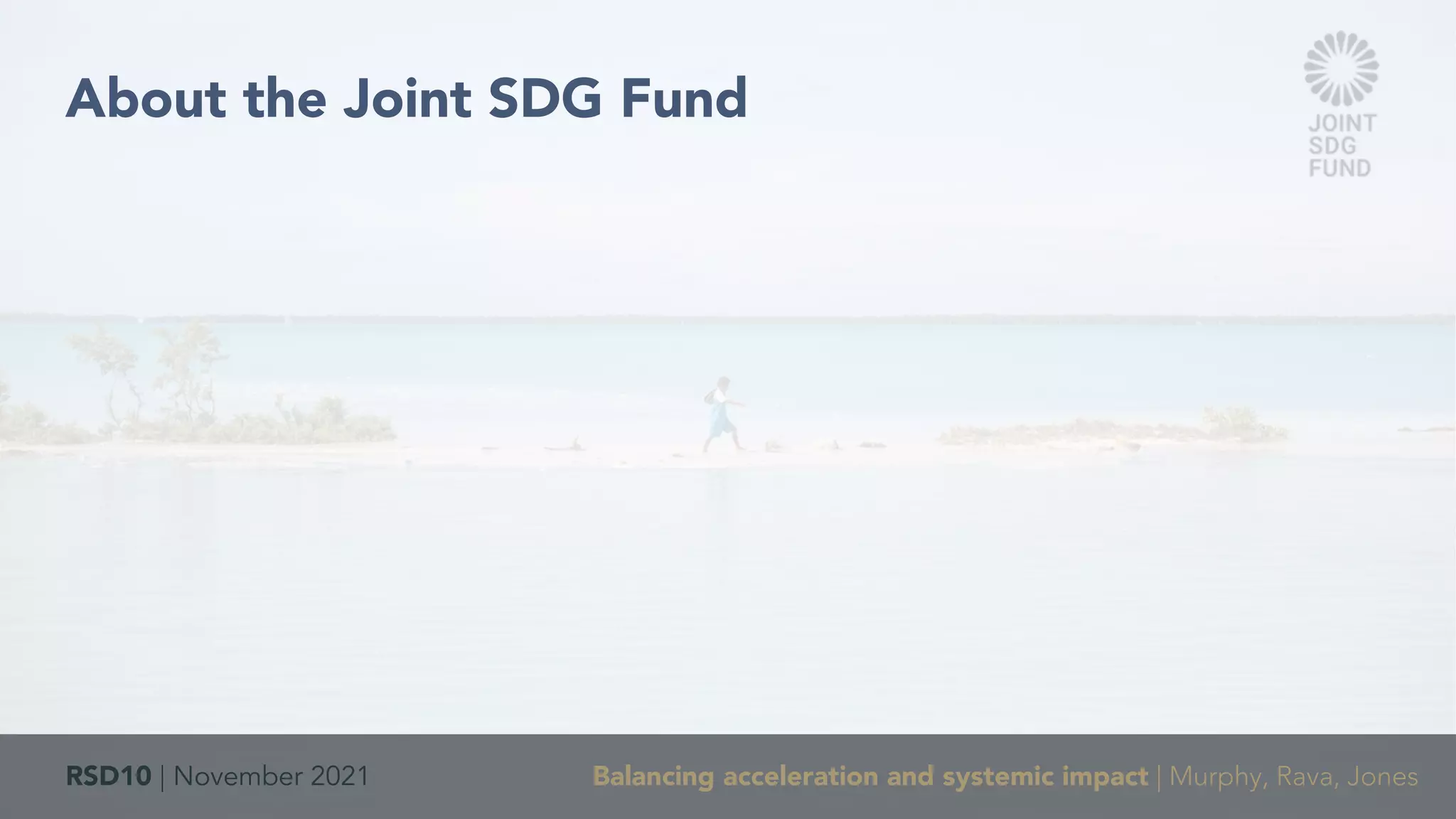 RSD10 | November 2021 Balancing acceleration and systemic impact | Murphy, Rava, Jones
About the Joint SDG Fund
 