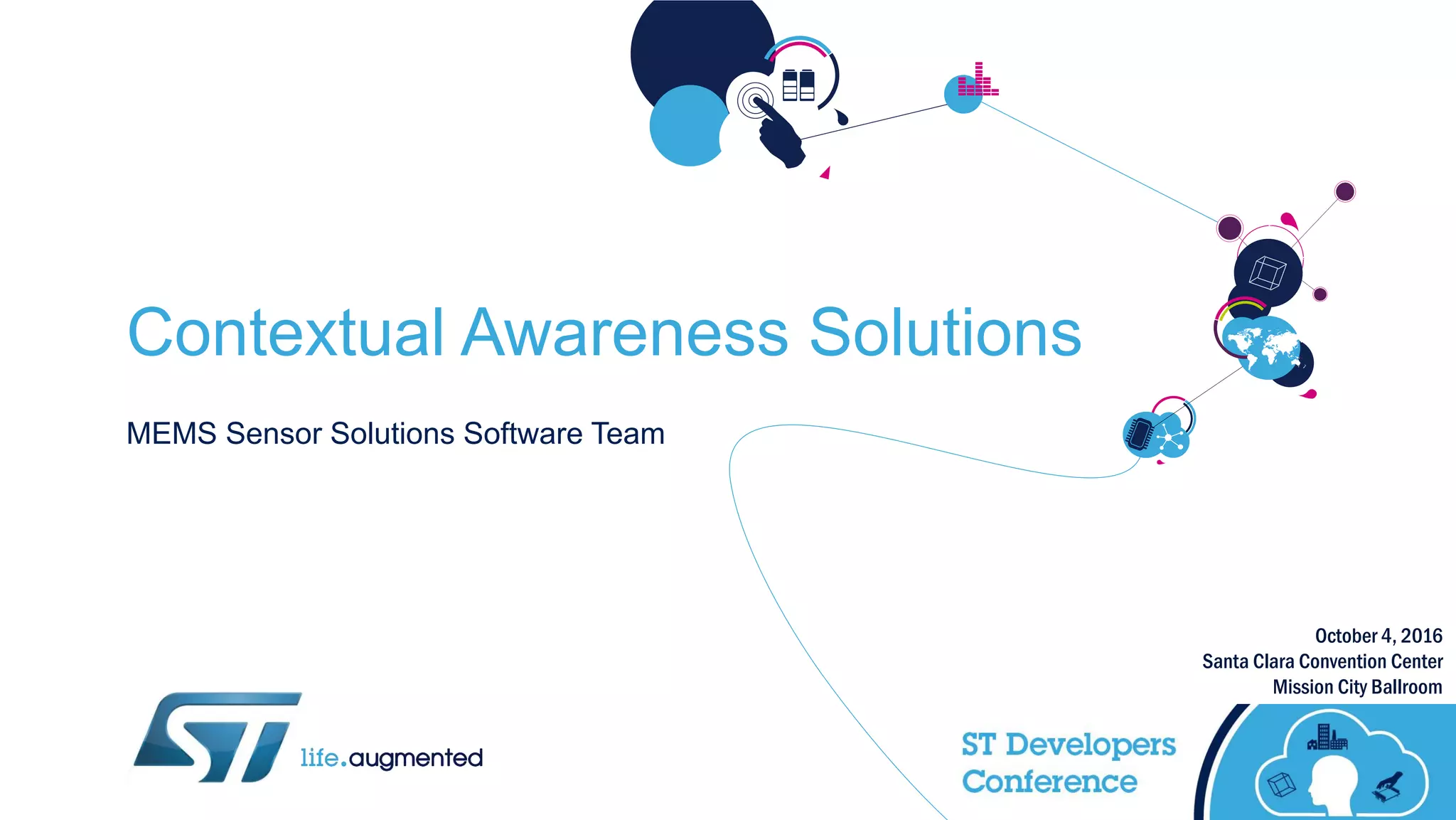 October 4, 2016
Santa Clara Convention Center
Mission City Ballroom
Contextual Awareness Solutions
MEMS Sensor Solutions Software Team
 