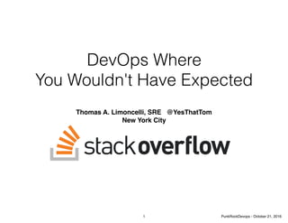DevOps Where
You Wouldn't Have Expected
Thomas A. Limoncelli, SRE @YesThatTom
New York City
1 PunkRockDevops - October 21, 2016
 