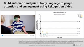 © 2018, Amazon Web Services, Inc. or its affiliates. All rights reserved.
Build automatic analysis of body language to gau...