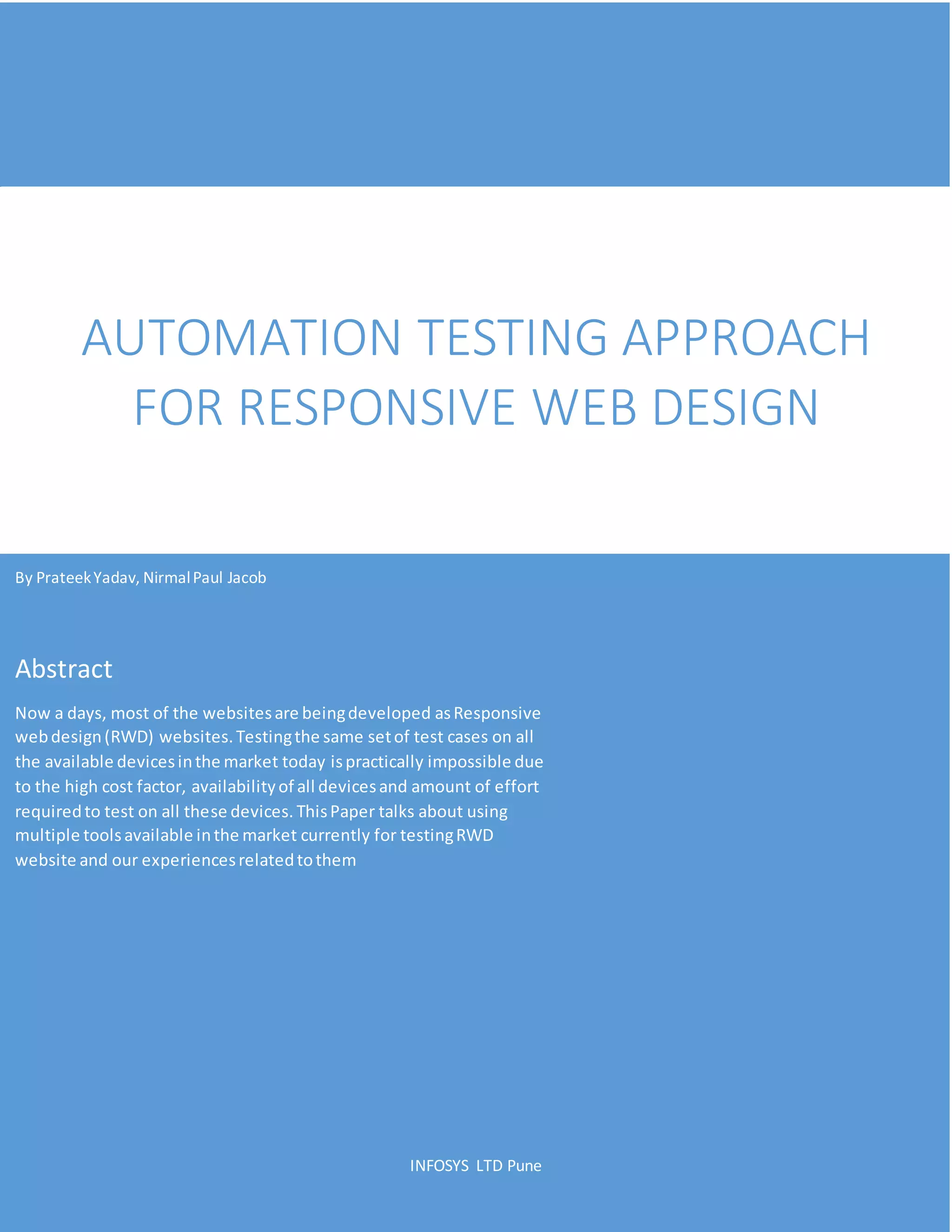 Automation Testing Approach for Responsive Web Design | PDF