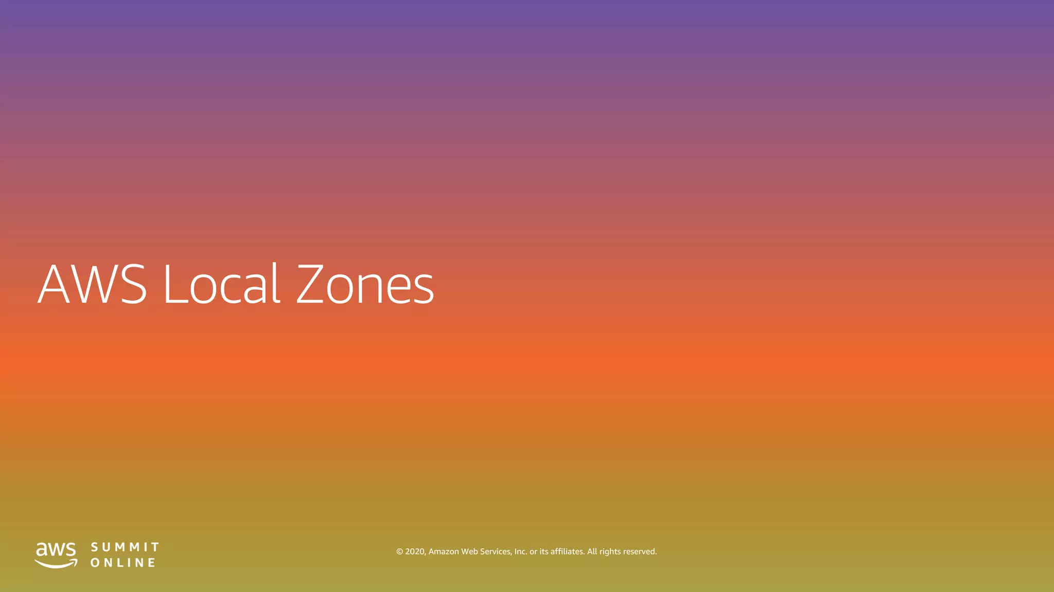 © 2020, Amazon Web Services, Inc. or its affiliates. All rights reserved.
 