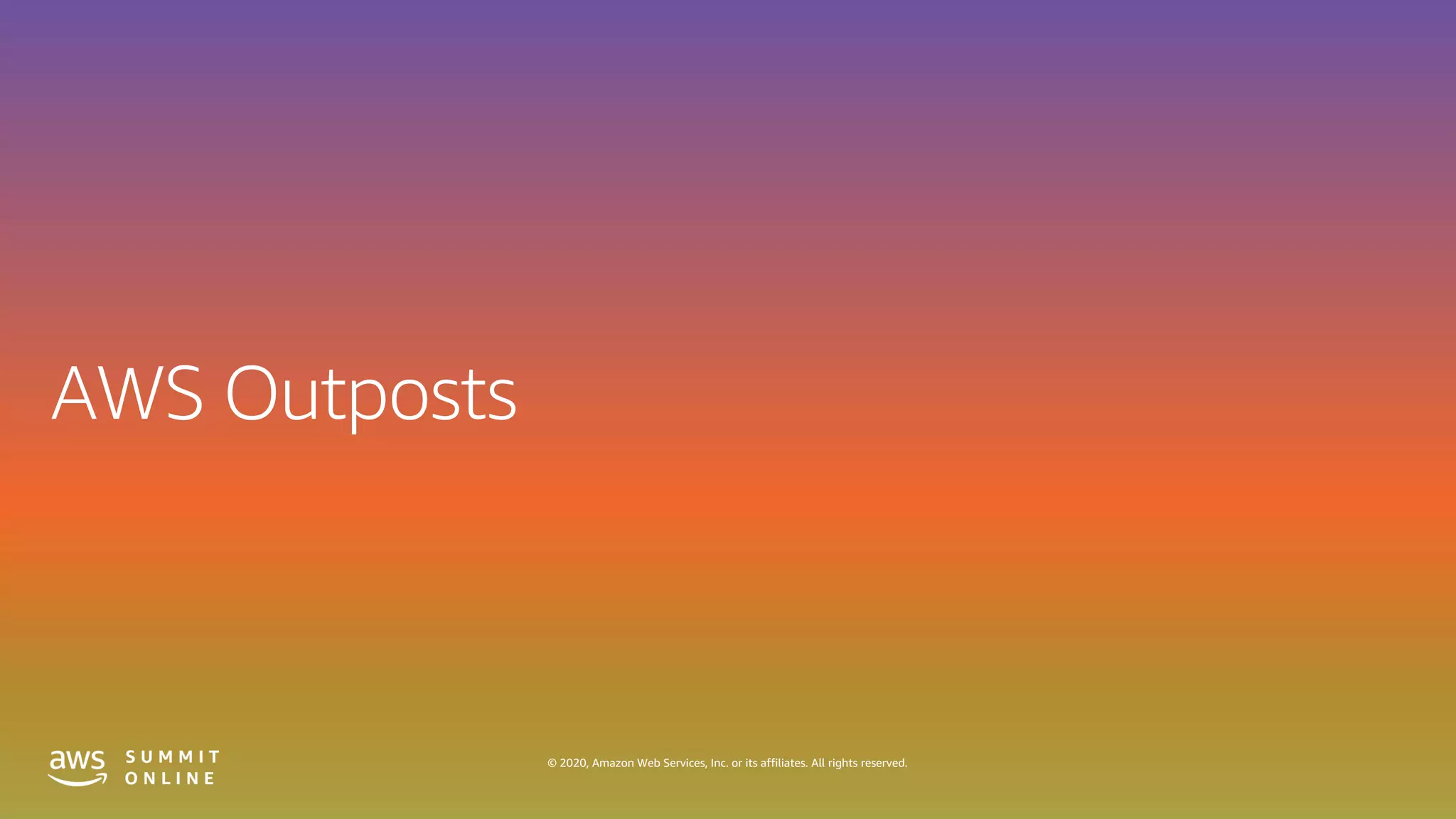 © 2020, Amazon Web Services, Inc. or its affiliates. All rights reserved.
 