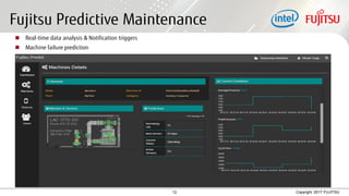 12 Copyright 2017 FUJITSU
Fujitsu Predictive Maintenance
 Real-time data analysis & Notification triggers
 Machine failure prediction
 