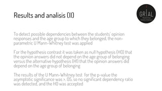 To detect possible dependencies between the students' opinion
responses and the age group to which they belonged, the non-...