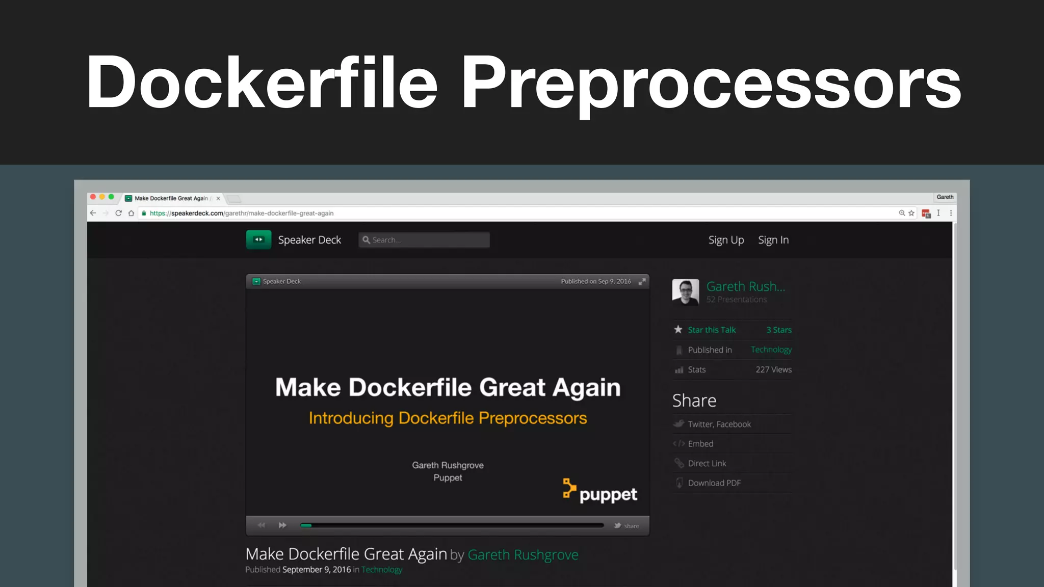(without introducing more risk)
Dockerﬁle Preprocessors
 