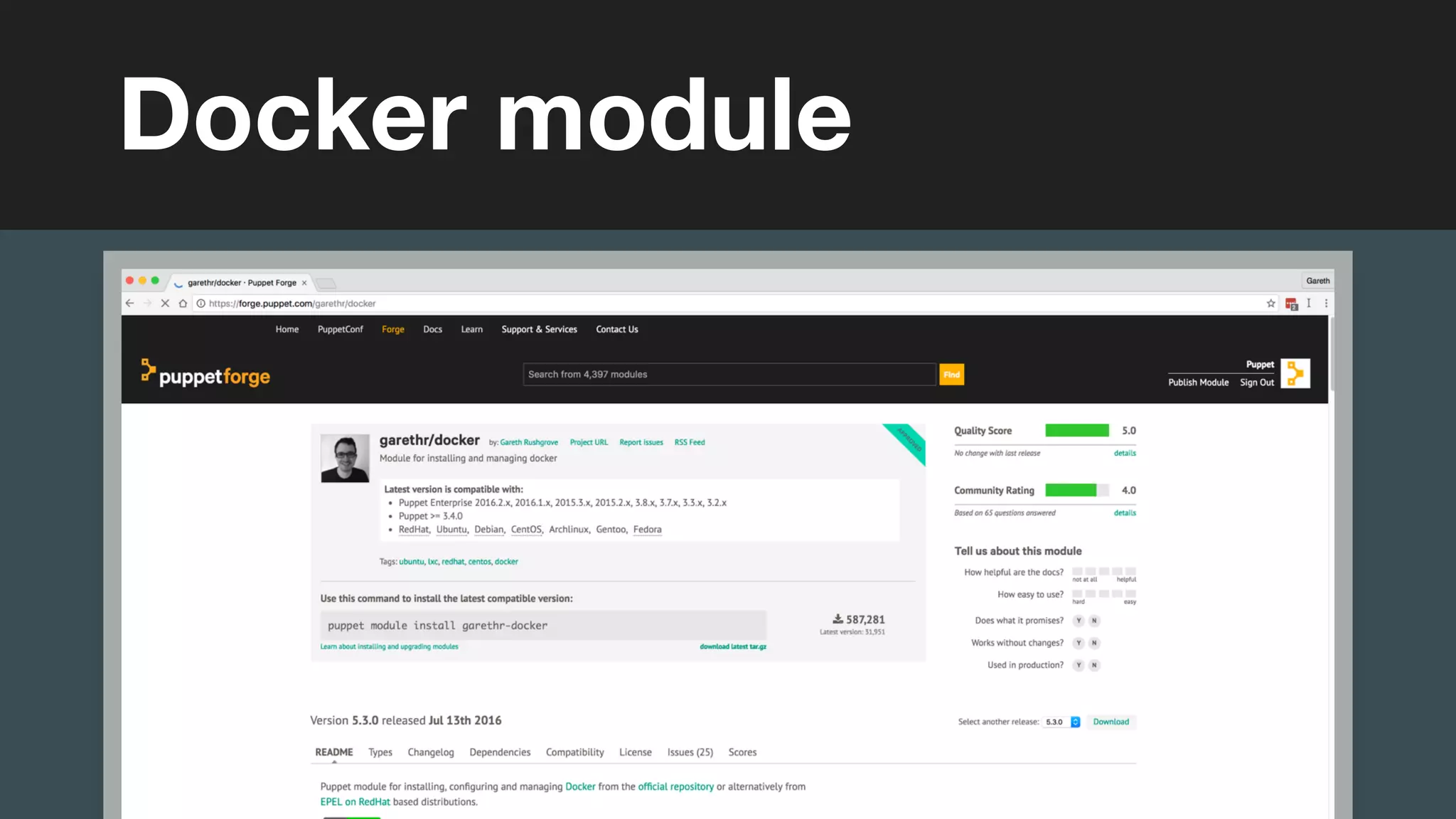 (without introducing more risk)
Docker module
 