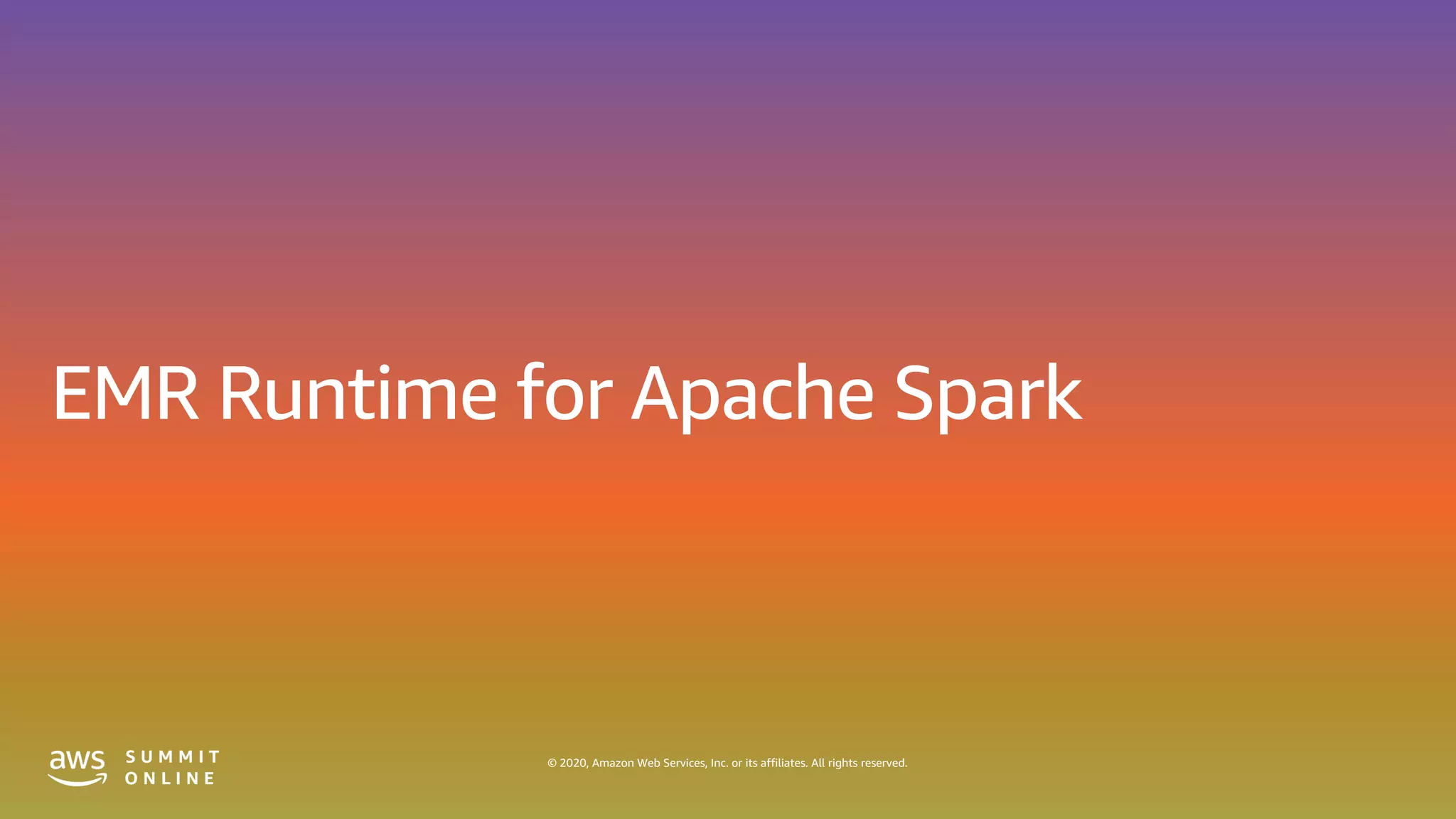 © 2020, Amazon Web Services, Inc. or its affiliates. All rights reserved.
 