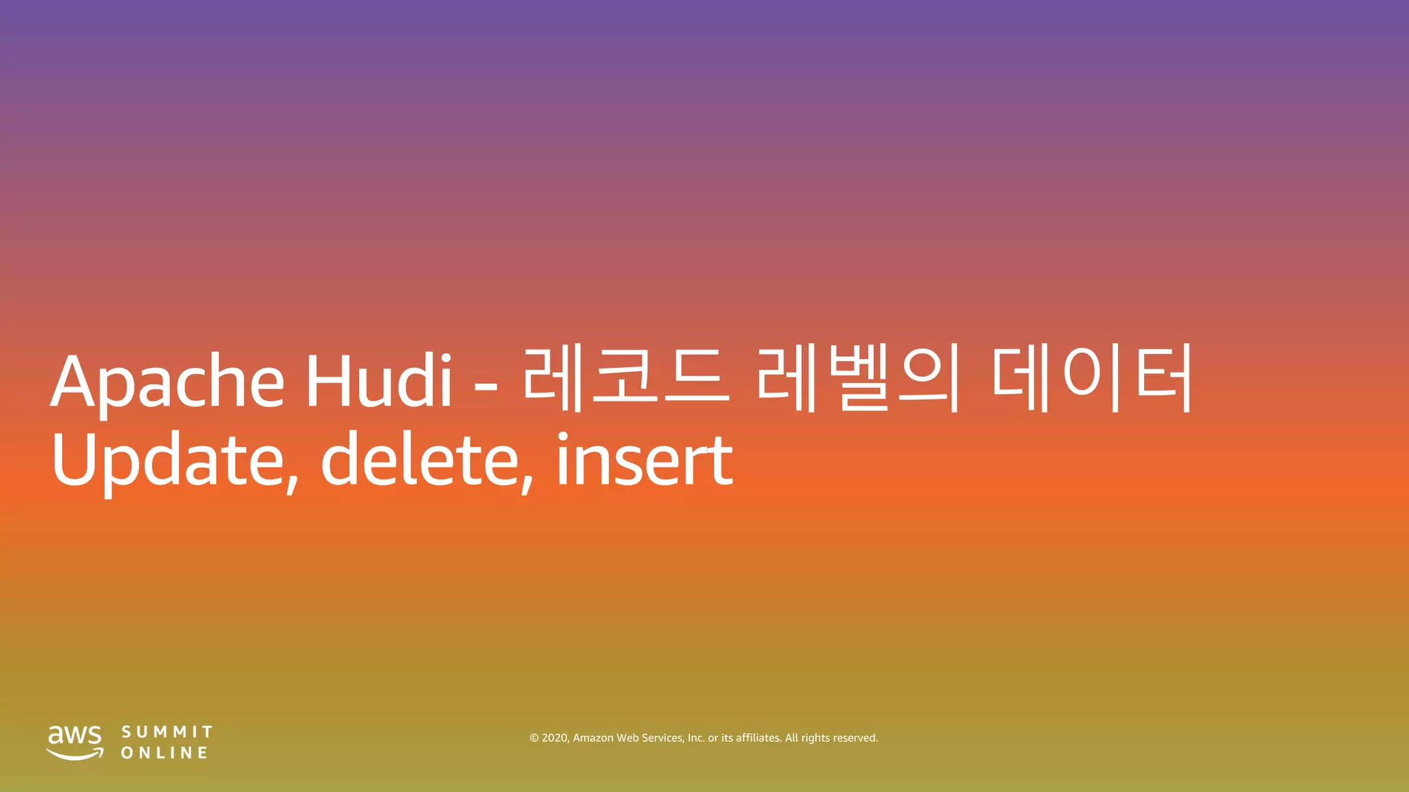 © 2020, Amazon Web Services, Inc. or its affiliates. All rights reserved.
 