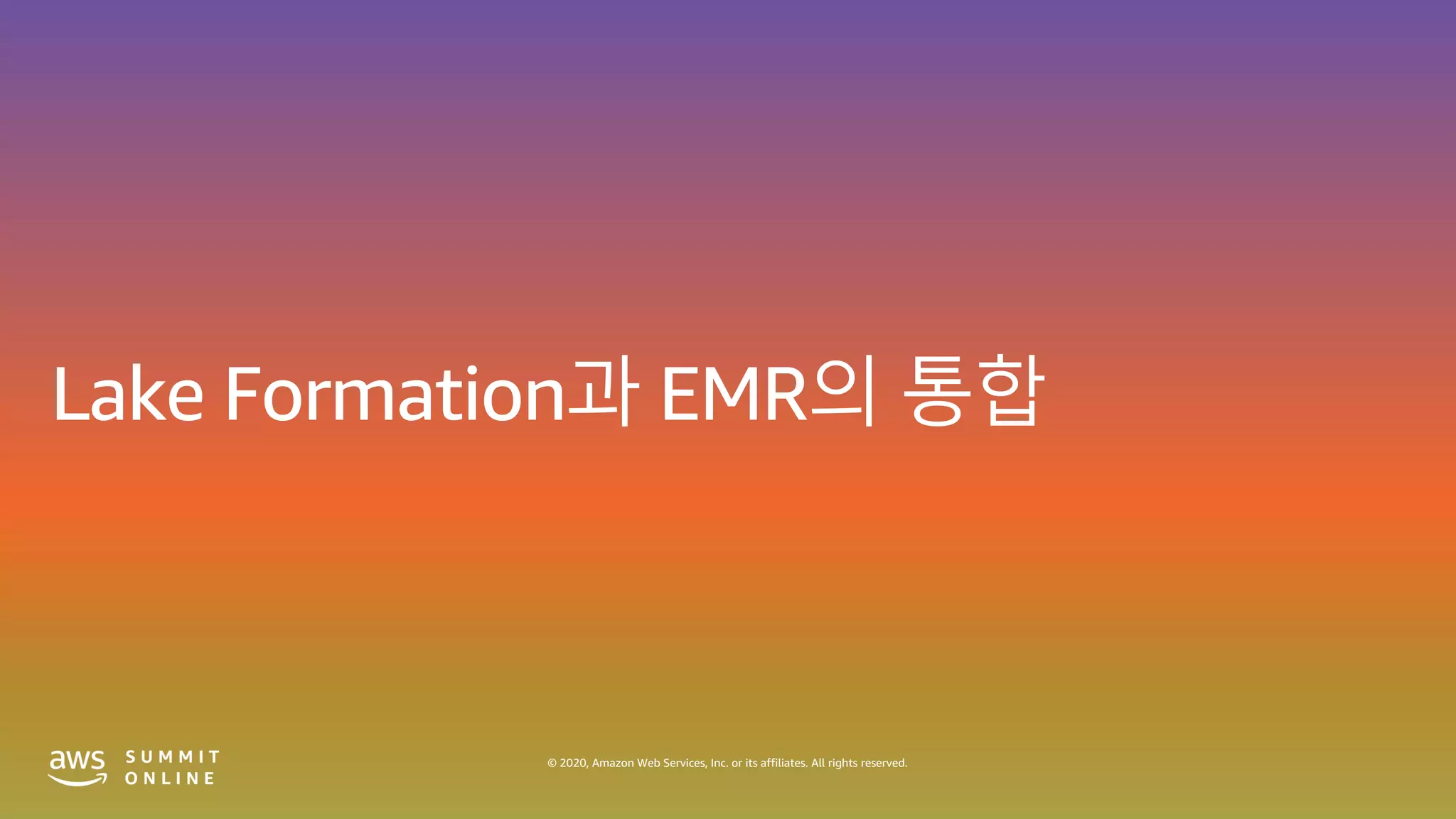 © 2020, Amazon Web Services, Inc. or its affiliates. All rights reserved.
 