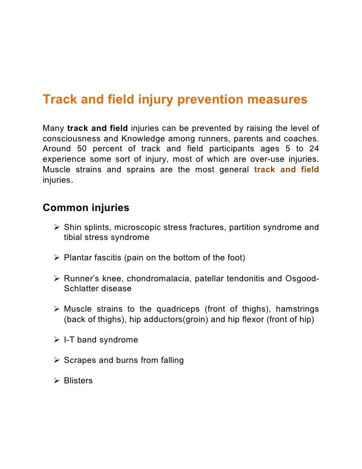 Track and field injury prevention measures