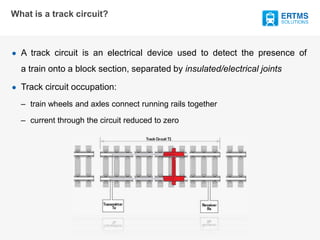 What is a track circuit?
● A track circuit is an electrical device used to detect the presence of
a train onto a block sec...
