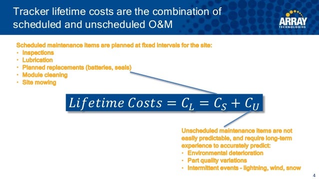 tracker lifetime cost mtbf lifetime and other events