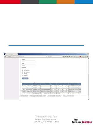 Netpaze Solutions – H633
Rajpur Shivrajpur Kanpur -
209205 , Uttar Pradesh ,India
 