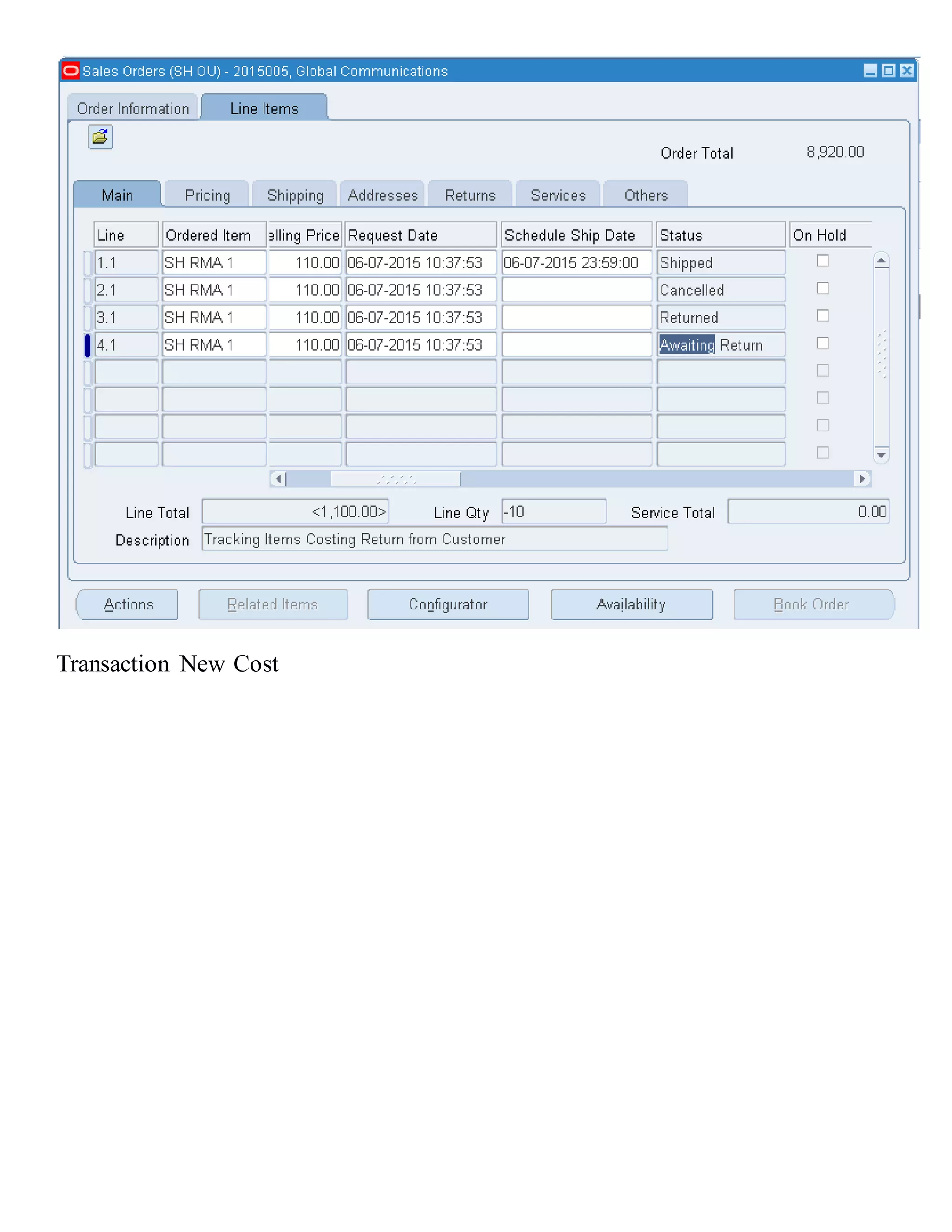 Oracle EBS Tracking items costing return from customer | DOCX