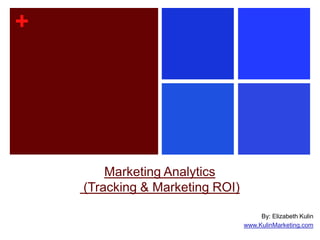 +




        Marketing Analytics
    (Tracking & Marketing ROI)

                                      By: Elizabeth Kulin
                                 www.KulinMarketing.com
 
