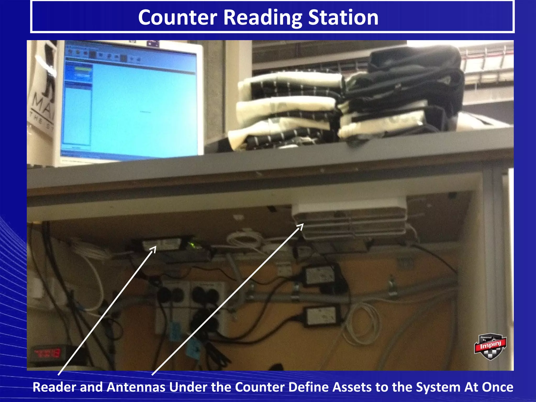 Counter Reading Station




Reader and Antennas Under the Counter Define Assets to the System At Once
 