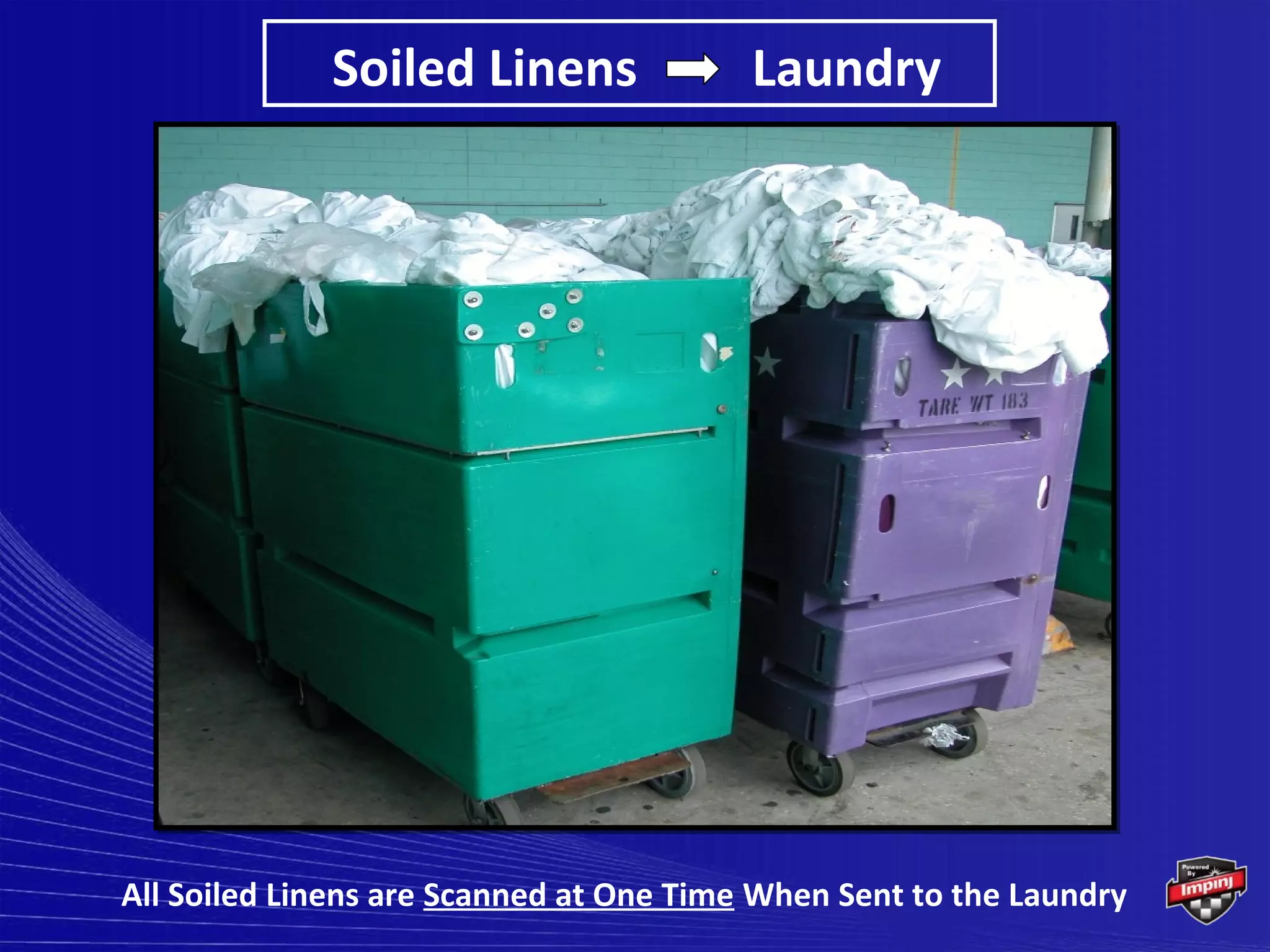 Soiled Linens               Laundry




All Soiled Linens are Scanned at One Time When Sent to the Laundry
 